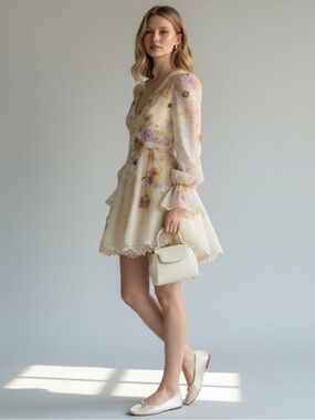 Zimmermann | Dresses | New Zimmermann Womens Celestial Lace Panelled Linen  Silk Mini Dress In Lavender | Poshmark